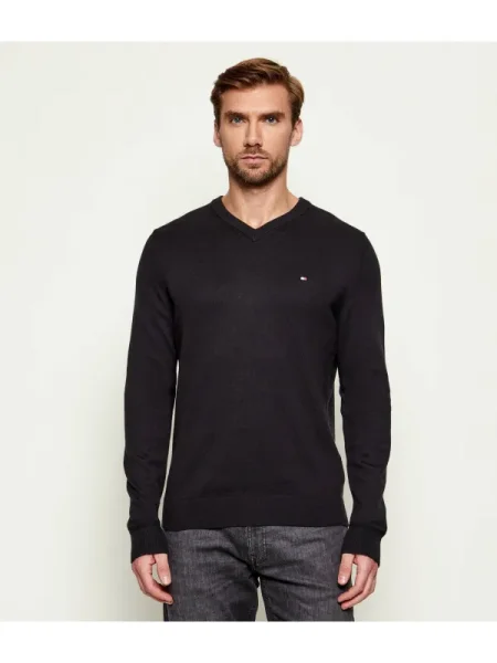 TOMMY HILFIGER Pulover roșu alb negru