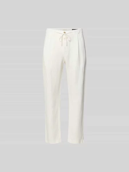 Spodnie z lnu krój tapered fit Closed białe