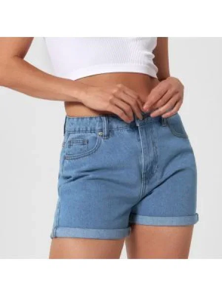 Sinsay Džínové kraťasy high waist modrá