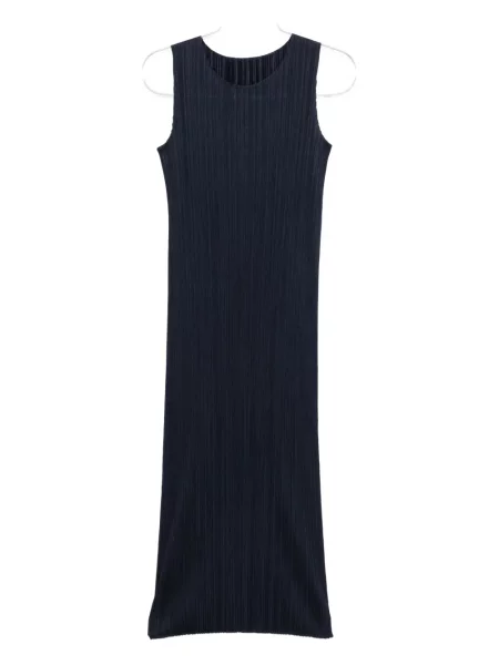 Rochie midi Pleats Please Issey Miyake fără mâneci plisată până la genunchi albastru