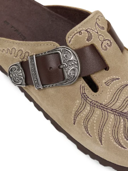 Saboți Etro cu broderie din piele de căprioară