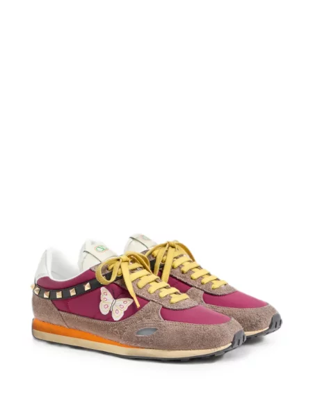 Δερμάτινα sneakers Valentino Garavani με κέντημα μωβ