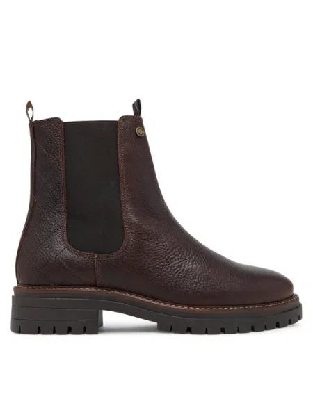 Barbour bőr bokacsizma Evie lapos talpú barna