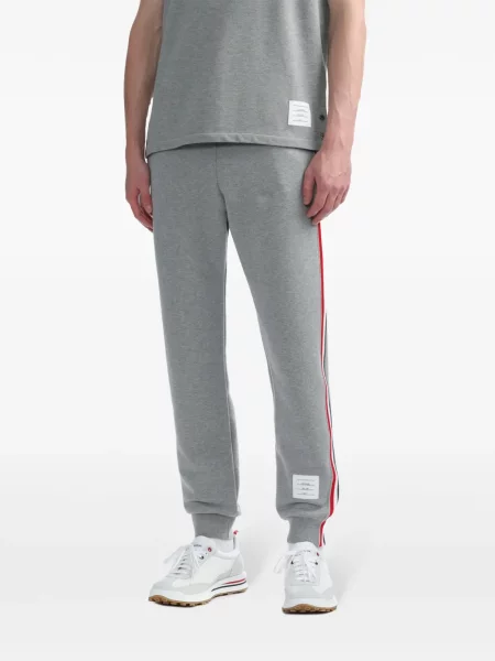 Pantaloni Thom Browne cu dungi alergare gri