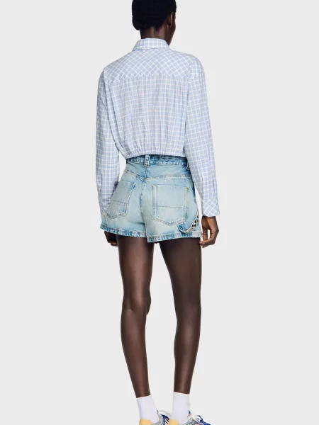 Клетчатая рубашка Sandro белая