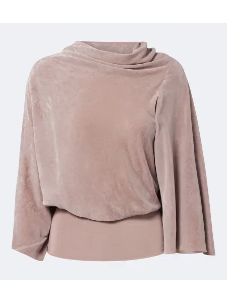 Top Rick Owens de catifea drapat roz