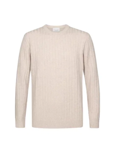 Lniany sweter Profuomo beżowy