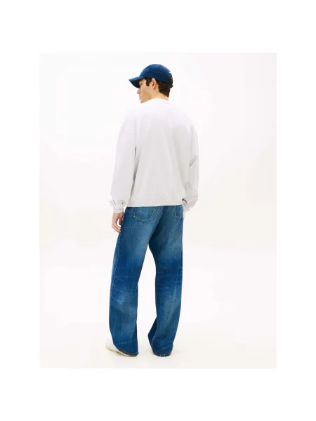 Tommy Jeans Mikina modrá červená / biela sivá
