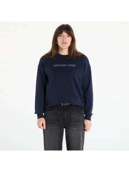 Bluza Michael Kors Mk Shdw Embssed Logo Crew Midnight Blue S niebieska