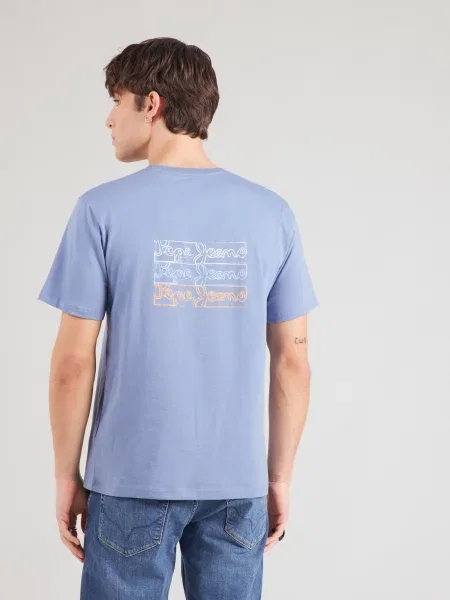 Pepe Jeans Tričko svetlomodrá / oranžová biela
