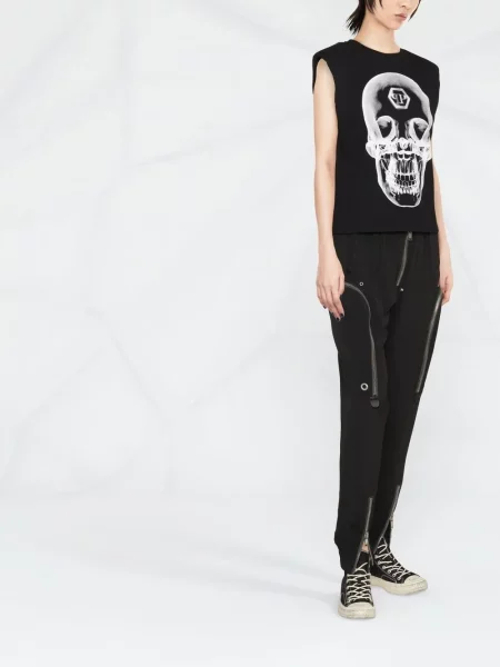 Top Philipp Plein bez rukávů s potiskem černý
