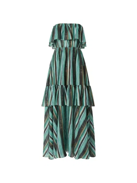 Rochie Pinko cu dungi cu volane de costum verde