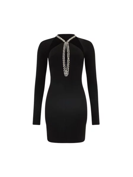 Sukienka mini Roberto Cavalli z dekoltem halter na ramiączkach czarna