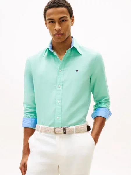 Tommy Hilfiger koszula casual z lnem Mężczyźni Regular Fit len S niebieski