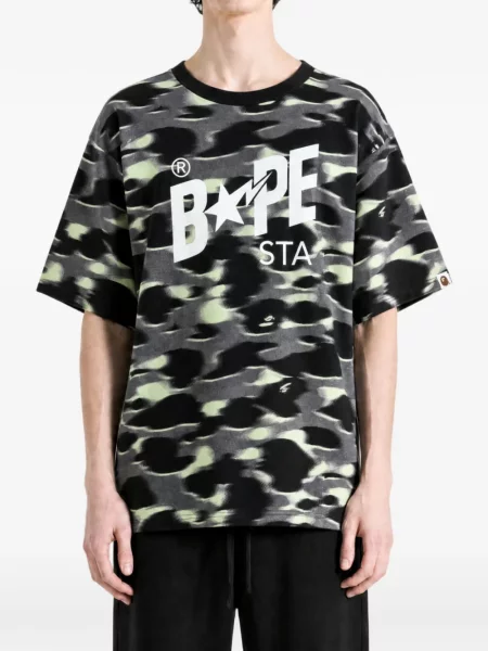 Μπλούζα A Bathing Ape® με σχέδιο παραλλαγής μαύρο