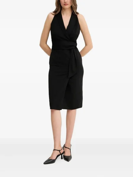 Rochie midi Sandro Ferrone fără mâneci până la genunchi de costum negru