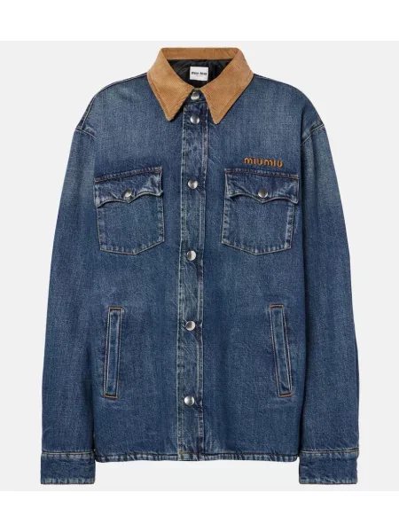 Kurtka jeansowa Miu Miu niebieska