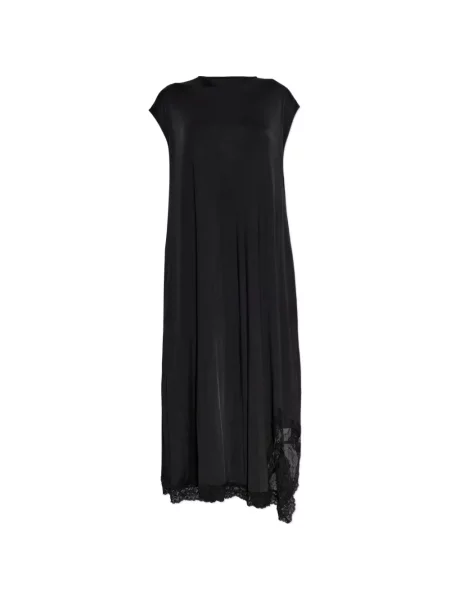 Rochie midi Vetements asimetrică din dantelă negru
