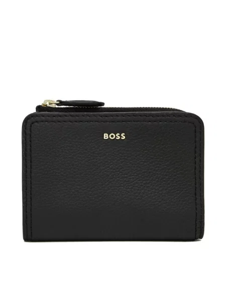 Lniany portfel Boss czarny