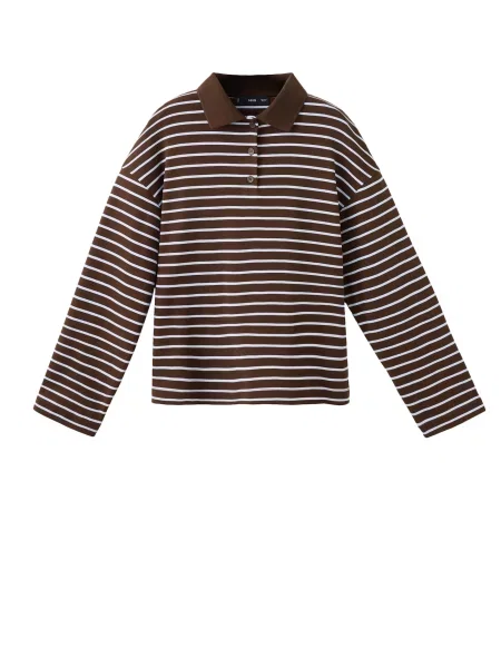 MANGO Tricou TIMOTHEE ciocolatiu alb