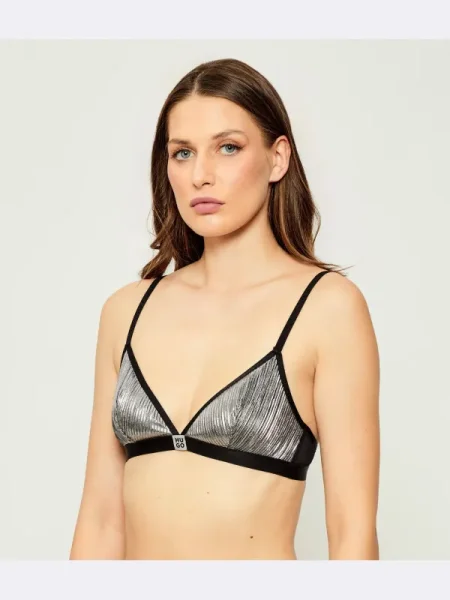 HUGO Sutien Bralette Plisse argintiu