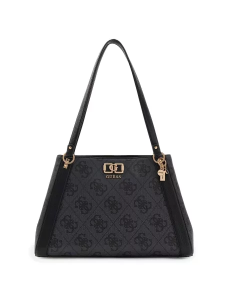 Shopper kabelka Guess s autogramom čierna