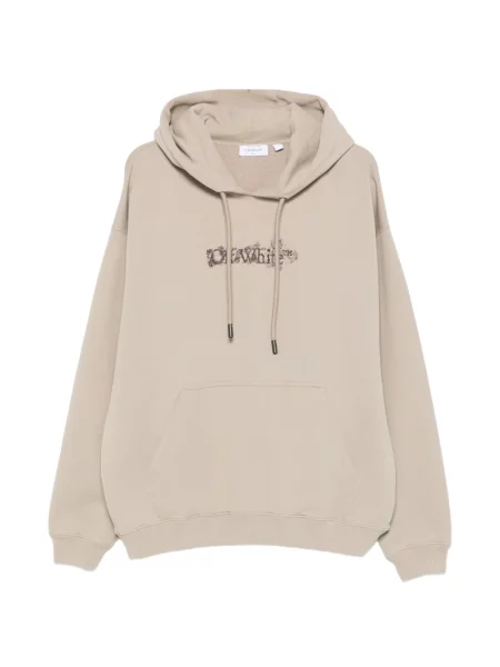 Суичър с качулка Off-white бродиран на цветя бяло