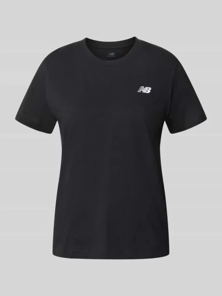 T-shirt w kroju regular fit z haftowanym logo New Balance czarna