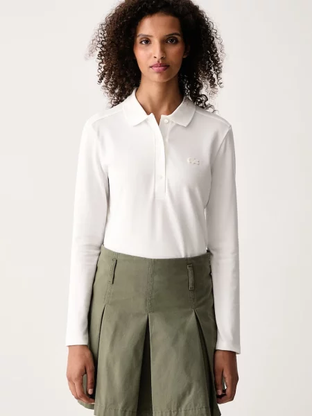 Tricou cu mânecă lungă Lacoste alb