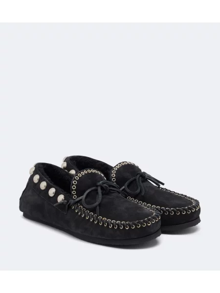 Pantofi loafer Isabel Marant din piele de căprioară negru