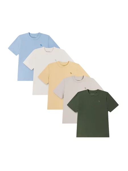 Abercrombie & Fitch Tricou bej deschis / albastru deschis / galben lămâie / verde închis / murdar alb