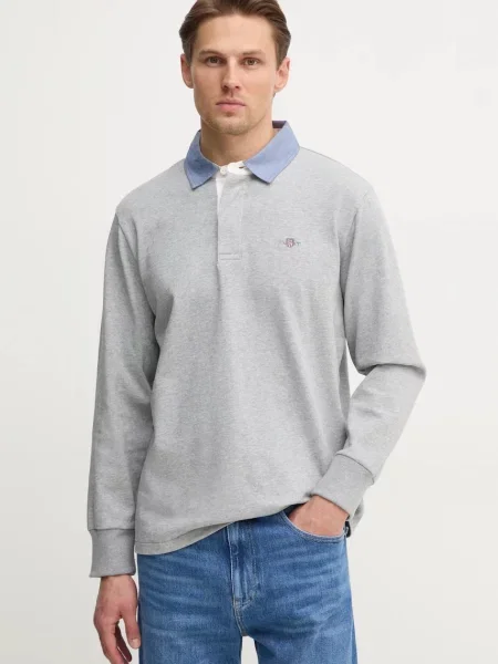 Majica z dolgimi rokavi Gant siva