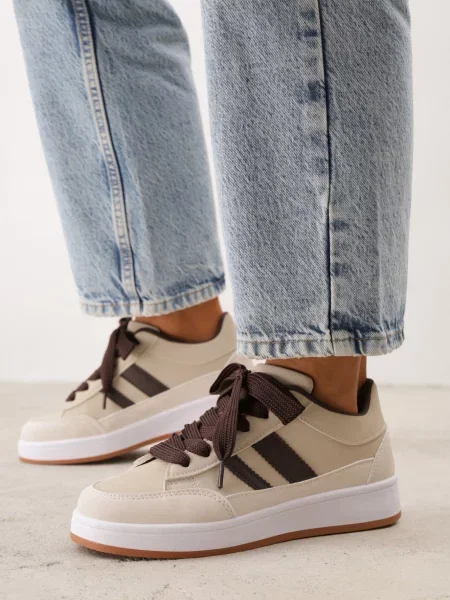Sneakers Basic cu dungi laterale Adila bej