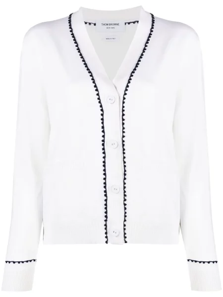 Cardigan Thom Browne cu decolteu în V alb