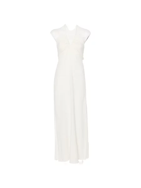 Rochie maxi Moutaki cu volane alb