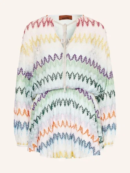 Missoni Sukienka Plażowa Z Brokatową Przędzą weiss zielona