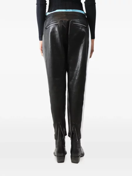 Pantaloni Rag & Bone din piele cu dungi negru
