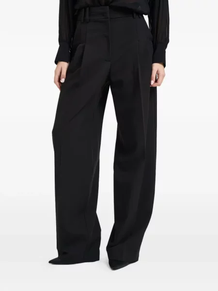 Pantaloni Patrizia Pepe plisate cu picior lat negru