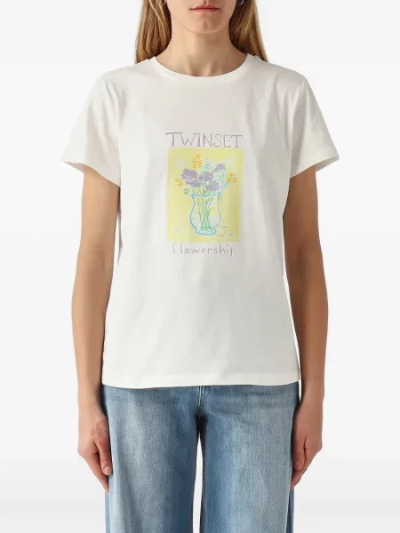 Tricou Twinset cu imagine alb