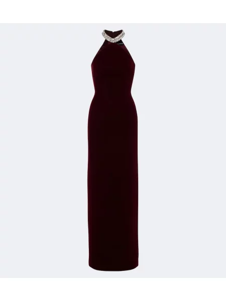 Rochie David Koma de catifea cu gât halter