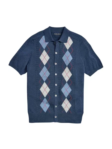 Kardigan Brooks Brothers z dżerseju z wzorem argyle niebieski