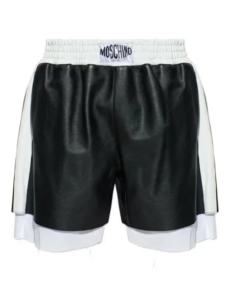 Pantaloni scurți Moschino din piele negru