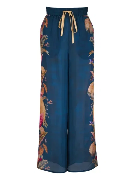 Pantaloni Zimmermann cu model floral cu imagine albastru