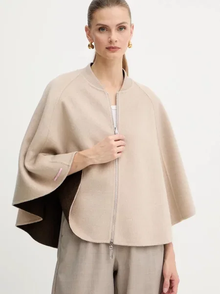 Двостороннє пончо з додаванням вовни MAX&Co. бежевий