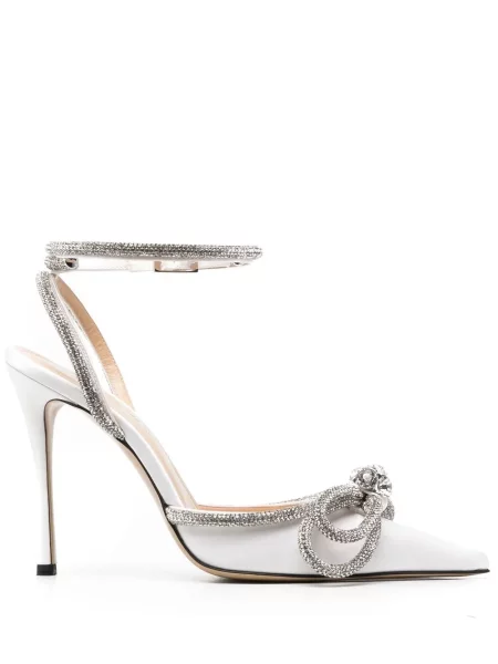 Pantofi cu toc Mach & Mach cu funde din satin alb