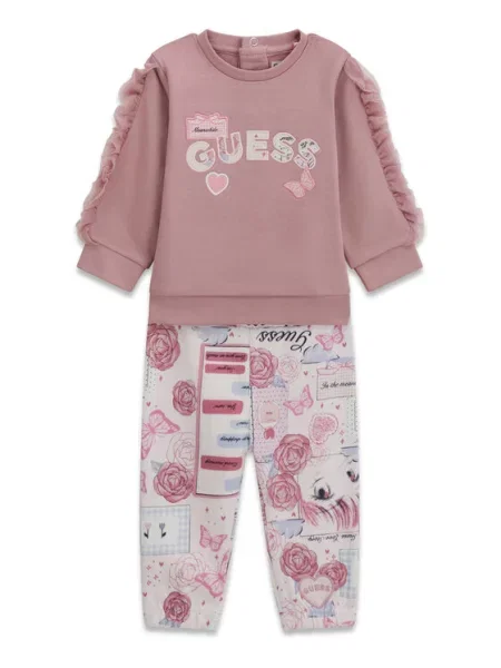 Guess Set bluză și leggings deschis roz
