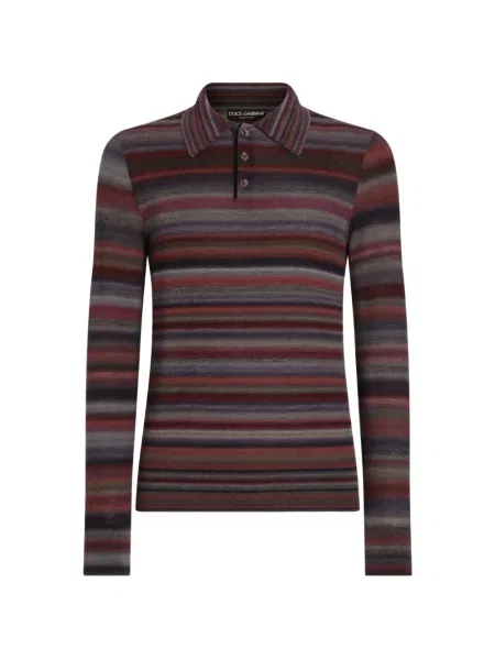 Tricou polo Dolce & Gabbana de lână cu dungi gri