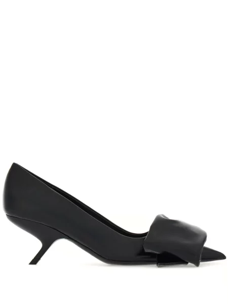 Pantofi cu toc Ferragamo cu funde din piele negru