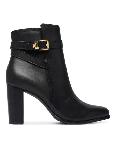LAUREN RALPH LAUREN Μποτάκια Brooke II Calfskin Bootie Heel μαύρο