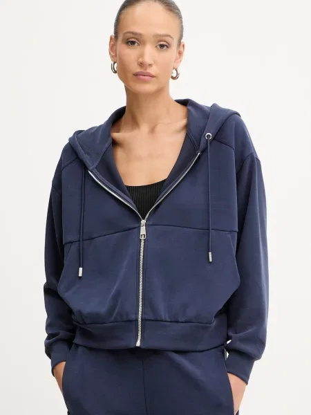 BOSS Orange bluză bleumarin cu glugă uni portocaliu